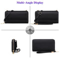 FALAN MULE Rfid Wallet Purse Wristlet Crossbody Bag for Women Leather Ladies Clutch with 2 Straps