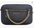 Michael Kors Women's Adult Two inside pockets leather East West Chain Crossbody Bag, Black/Large