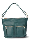 Time and Tru Women's Harlow Convertible Faux Leather Hobo Handbag, Green Smoke