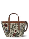 Time and Tru Women's Floral Vine Mini Tote Crossbody, Brown